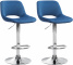 2 ks / set barová židle Kalmen samet chrom, modrá