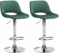 2 ks / set barová židle Kalmen samet chrom, zelená