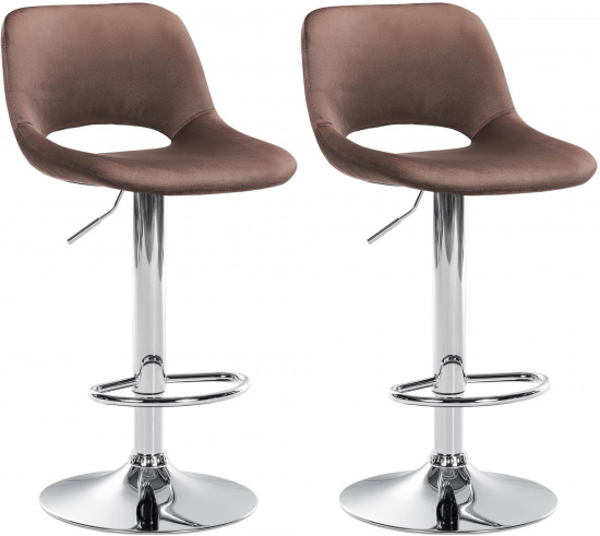 2 ks / set barová židle Kalmen samet chrom, hnědá