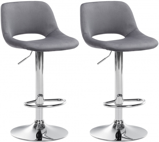 2 ks / set barová židle Kalmen samet chrom, tmavě šedá