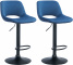 2 ks / set barová židle Kalmen samet černá, modrá