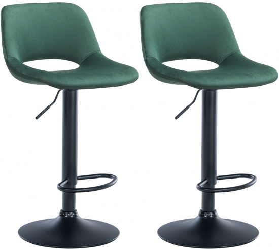 2 ks / set barová židle Kalmen samet černá, zelená