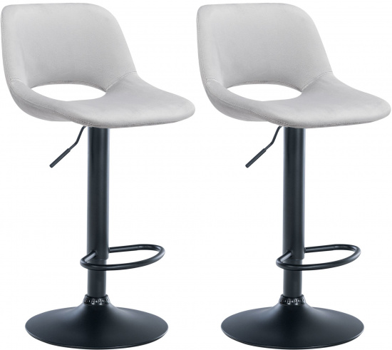 2 ks / set barová židle Kalmen samet černá, světle šedá