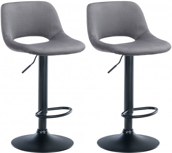 2 ks / set barová židle Kalmen samet černá, tmavě šedá