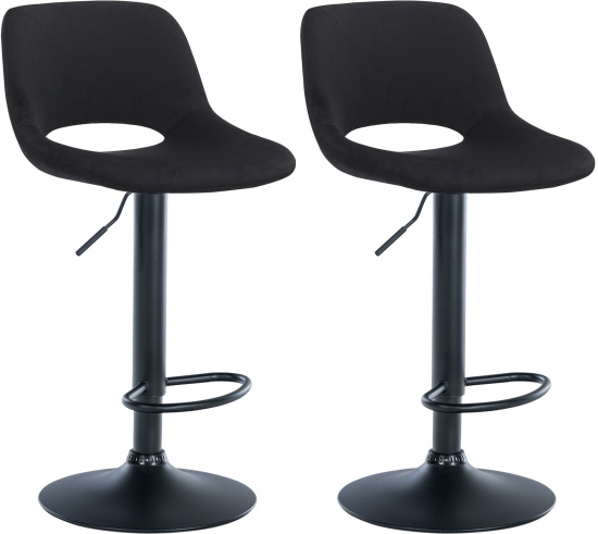 2 ks / set barová židle Kalmen samet černá, černá