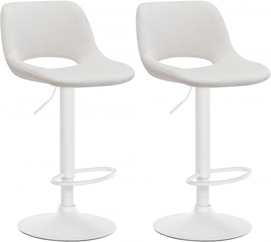 2 ks / set barová židle Kalmen samet bílá, krémová