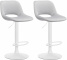 2 ks / set barová židle Kalmen samet bílá, světle šedá