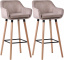 2 ks / set barová židle Grant samet, světle šedá