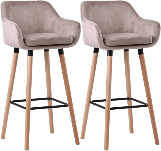2 ks / set barová židle Grant samet, světle šedá