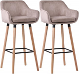 2 ks / set barová židle Grant samet, světle šedá