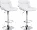 2 ks / set barová židle Voronei syntetická kůže, chrom, bílá