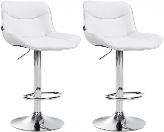 2 ks / set barová židle Voronei syntetická kůže, chrom, bílá