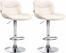 2 ks / set barová židle Voronei syntetická kůže, chrom, krémová