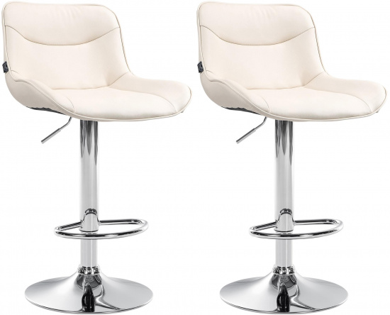 2 ks / set barová židle Voronei syntetická kůže, chrom, krémová