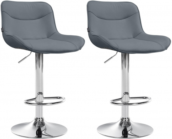 2 ks / set barová židle Voronei syntetická kůže, chrom, šedá