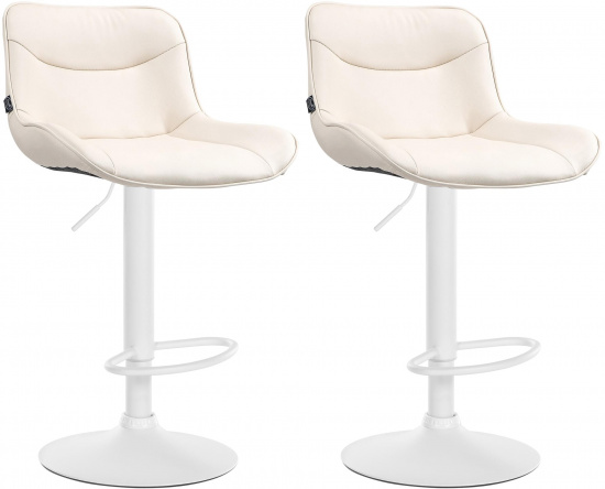 2 ks / set barová židle Voronei syntetická kůže, bílá, krémová