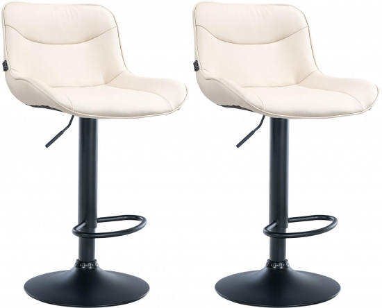 2 ks / set barová židle Voronei syntetická kůže, černá, krémová