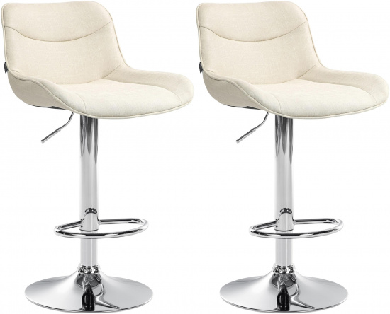 2 ks / set barová židle Voronei látkový potah, chrom, krémová