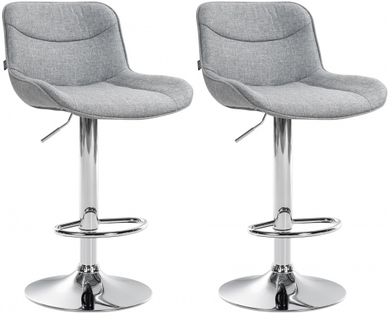 2 ks / set barová židle Voronei látkový potah, chrom, šedá