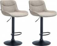 2 ks / set barová židle Voronei látkový potah, černá, taupe