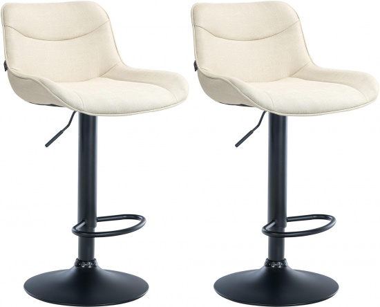 2 ks / set barová židle Voronei látkový potah, černá, krémová