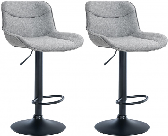 2 ks / set barová židle Voronei látkový potah, černá, šedá