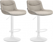 2 ks / set barová židle Voronei látkový potah, bílá, taupe