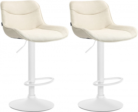 2 ks / set barová židle Voronei látkový potah, bílá, krémová