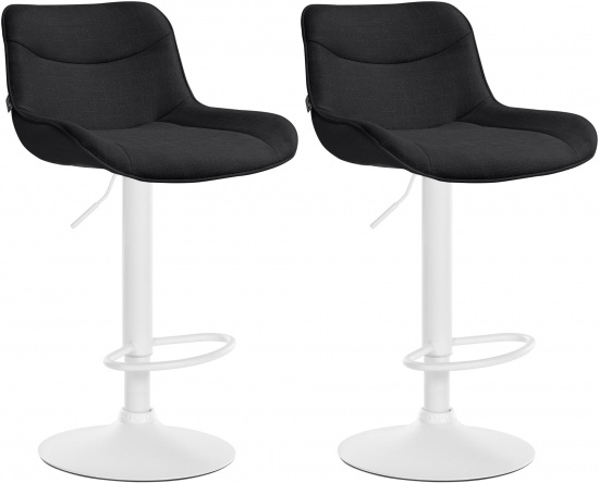 2 ks / set barová židle Voronei látkový potah, bílá, černá