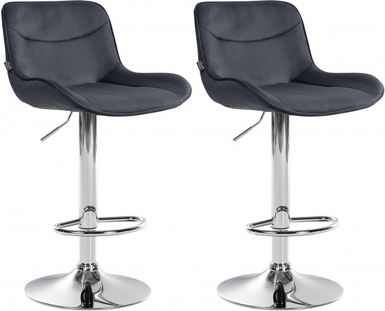 2 ks / set barová židle Voronei samet chrom, černá