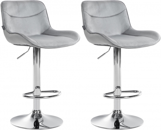 2 ks / set barová židle Voronei samet chrom, šedá