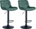 2 ks / set barová židle Voronei samet černá, zelená