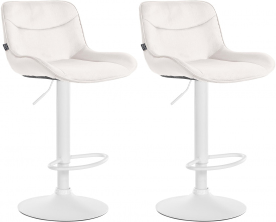 2 ks / set barová židle Voronei samet bílá, krémová