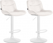 2 ks / set barová židle Voronei samet bílá, krémová