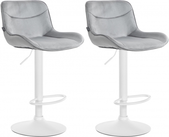 2 ks / set barová židle Voronei samet bílá, šedá