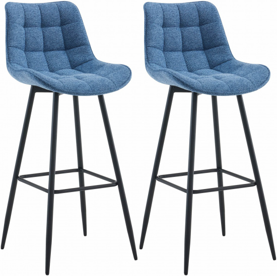 2 ks / set barová židle Dartford látkový potah, modrá