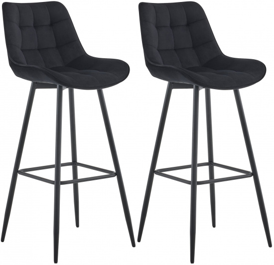 2 ks / set barová židle Dartford samet, černá