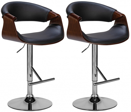 2 ks / set barová židle Molej syntetická kůže, ořech / černá