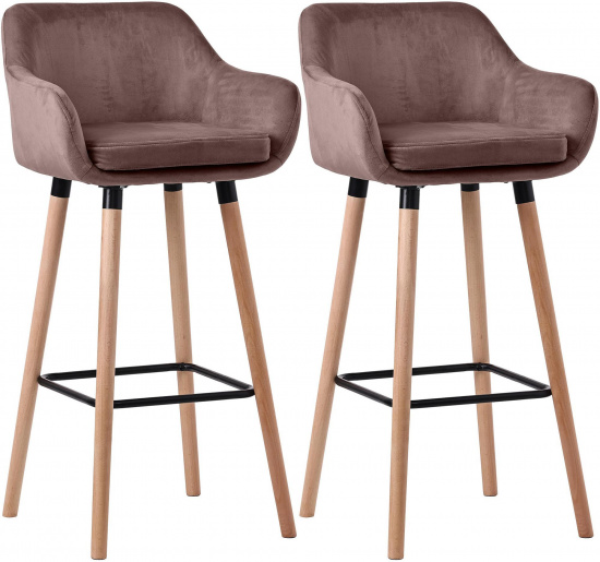 2 ks / set barová židle Grant samet, kávová