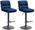 2 ks / set barová židle Dakar samet černá, modrá