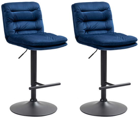 2 ks / set barová židle Dakar samet černá, modrá