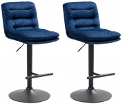 2 ks / set barová židle Dakar samet černá, modrá