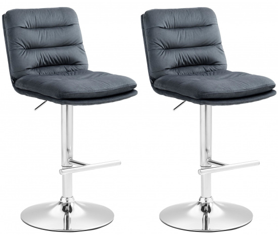 2 ks / set barová židle Dakar samet chrom, tmavě šedá
