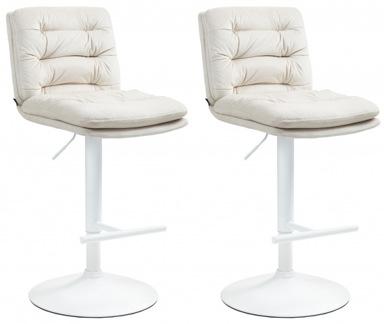 2 ks / set barová židle Dakar samet bílá, krémová