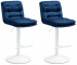 2 ks / set barová židle Dakar samet bílá, modrá