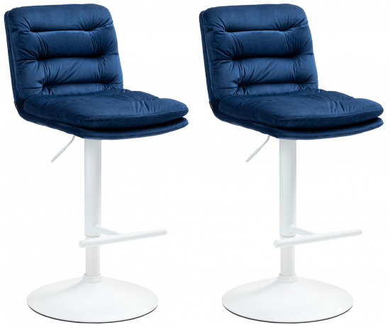 2 ks / set barová židle Dakar samet bílá, modrá