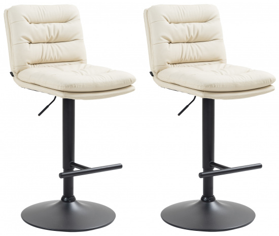 2 ks / set barová židle Dakar syntetická kůže, černá, krémová