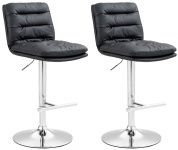 2 ks / set barová židle Dakar syntetická kůže, chrom, černá