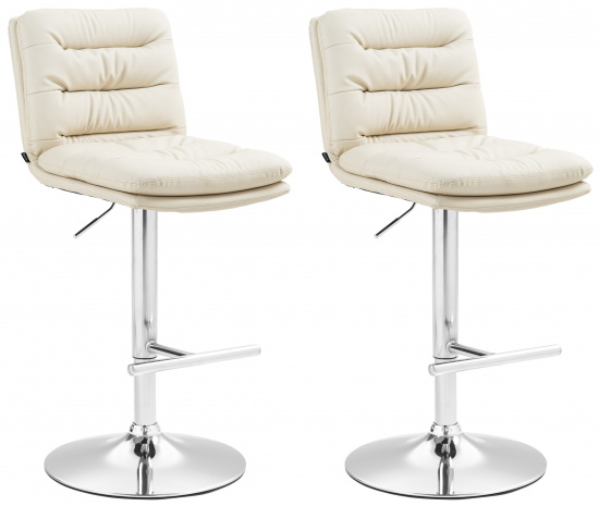 2 ks / set barová židle Dakar syntetická kůže, chrom, krémová