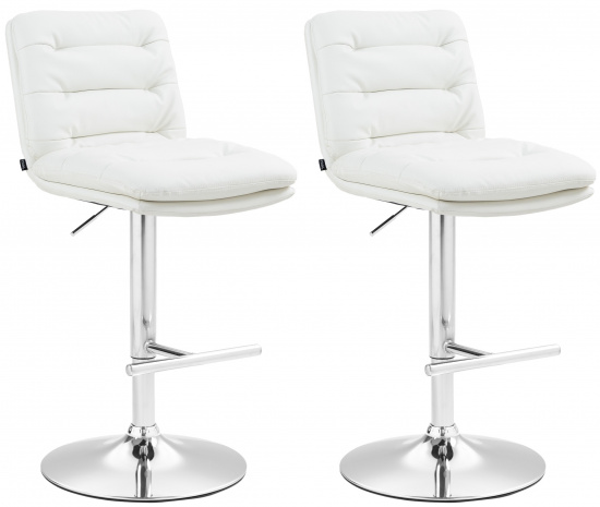 2 ks / set barová židle Dakar syntetická kůže, chrom, bílá